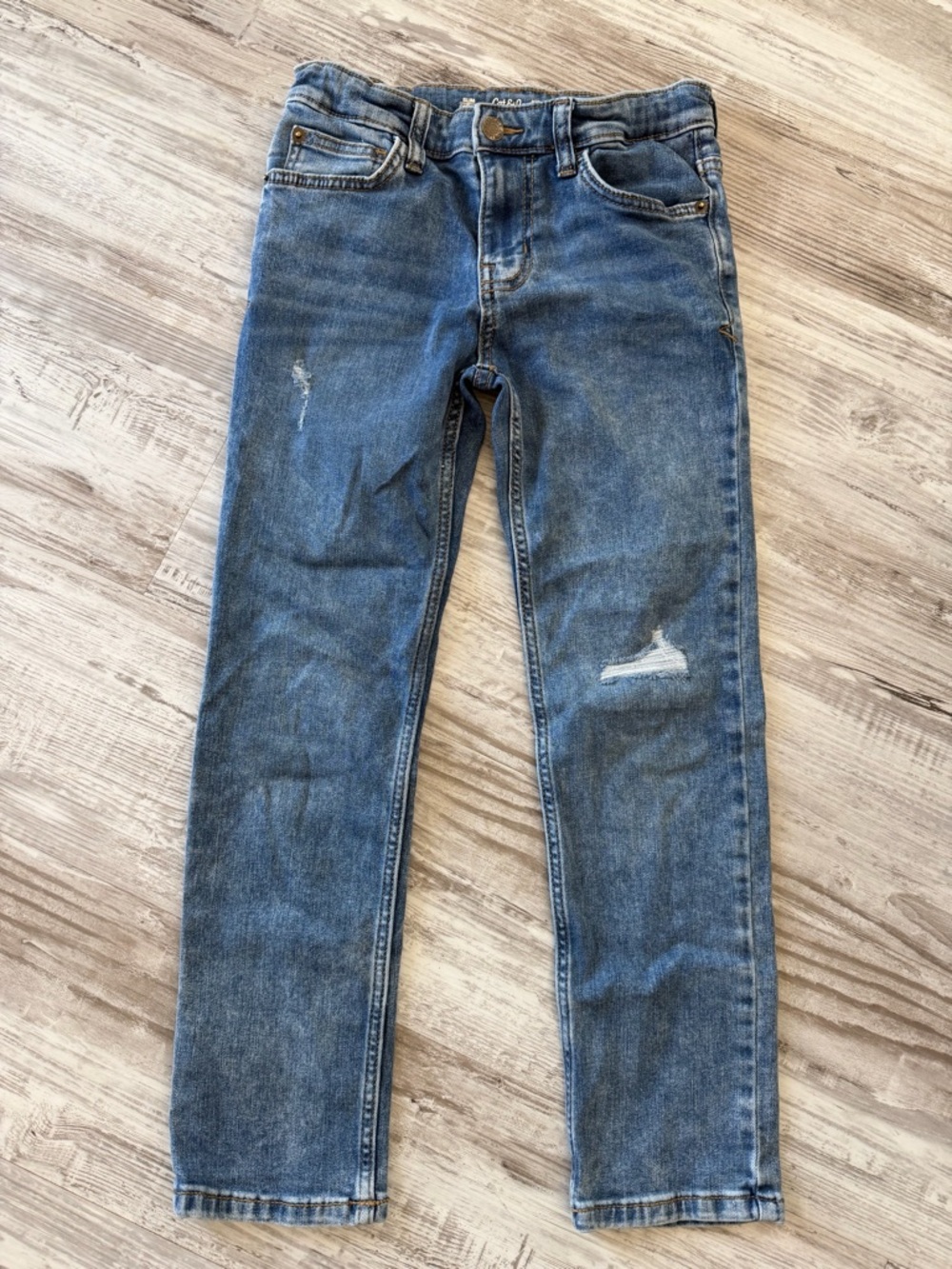 Cat & Jack boy's Blue Slim Straight Jeans with Light Distress
